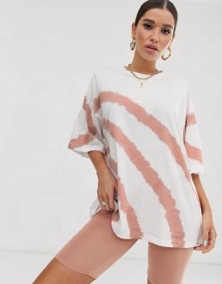 China Hot Selling Women Anti-Shrink Plus Size T Shirt Casual Long Cotton Oversized T-Shirt In Tie Dye for sale