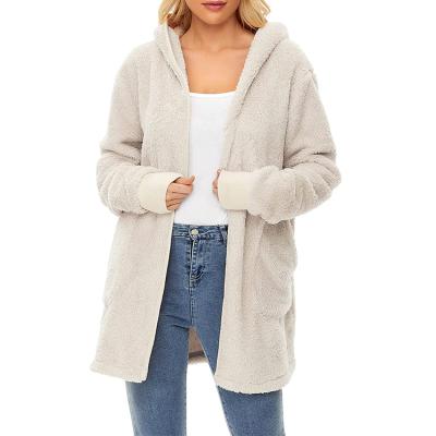 China Viable Outwear Front Long Coats Super Soft Open Double Sides Solid Fleece Inside Cardigans Jackets for sale