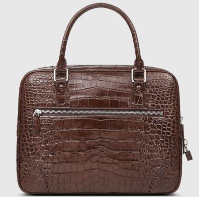 China Large capacity black genuine alligator briefcase leather laptop bag for men for sale