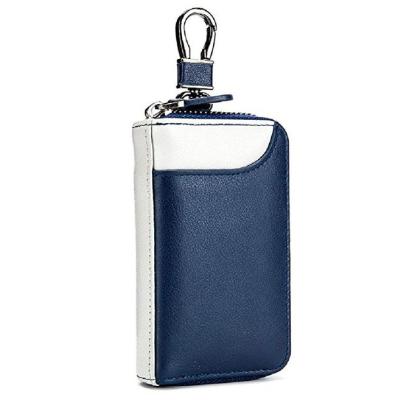 China Fashion Design Wallet Credit Holder Cash Zipper Key Chain Leather Key Bag with 6 Hooks for Women Men for sale