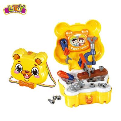 China 2021 Toy Preschool Toy Repair Tool Kit My Childhood Repair Tools Backpack Kids Cartoon Dog Handbag My Workshop Tool Toys for sale