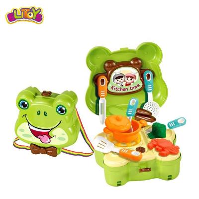 China Set Toy Preschool Kitchen Toy 2021 Newest Cartoon Frog Shoulder Bag Mini Cooking Kitchen Toys Pretend Play Kids for sale