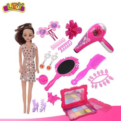 China 2020 Beauty Set Make Up Toy The Best Gift For Girl With Dolls Accessories Toys 17pcs 75*58*76 cm for sale