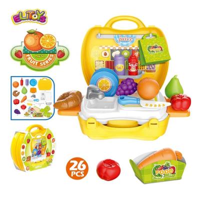 China Pretend Play Toy Set Best Selling House Suitcase Toys Fruits and Vegetables Plastic Children's Toys for sale