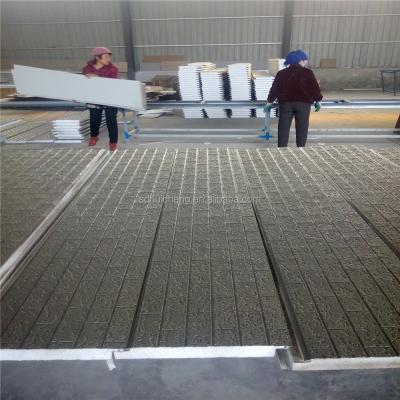 China Good temp-preservation and heat insulation wide-narrow brick sandwich panel cut metal insulation board for sale