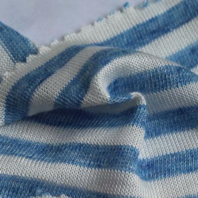 China Sustainable High Quality Linen Viscous Yarn Dyed Plain Ribbon Jersey Fabric for sale