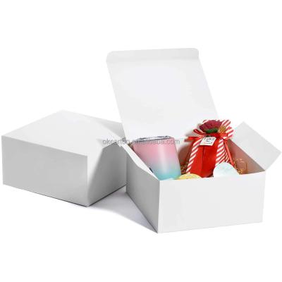 China OKCARTON Recyclable White Gift Boxes For Presents Birthday Christmas Wedding Party Favor Cupcake Bridal Craft for sale