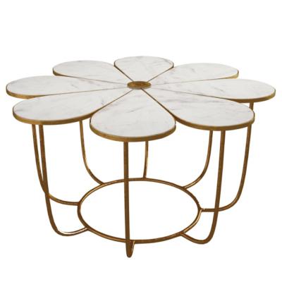 China STAINLESS STEEL WITH Flower Shape MARBLE Wholesale Customized Design Marble Stainless Steel Coffee Top Tea Table for sale