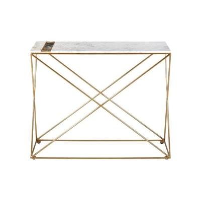 China (Size) Color Adjustable Modern Square Matching Texture Feet Living Room Brushed Gold Stainless Steel Marble Adjustable Console Table for sale