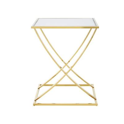 China Modern Design Popular Modern Quadrate Sofa Glass Side Table For White Glass Living Room for sale