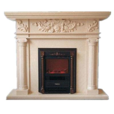 China European Customized Home Decor French Style Carved Natural White Marble Fireplace Mantel Surround for sale