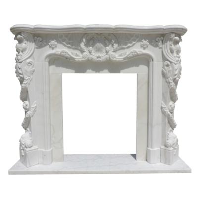 China Beautiful European high quality modern natural artificial marble decorative fireplace wholesale indoor stone for sale