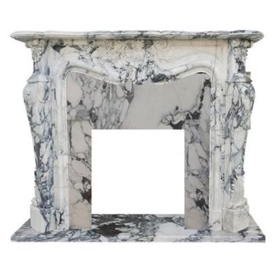 China European Factory Supply Porcelain Decorative Natural Beige White Marble Fireplace for sale