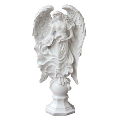 China Modern Outdoor Decoration Angel Wings Marble Figure Sculpture High Quality Garden for sale