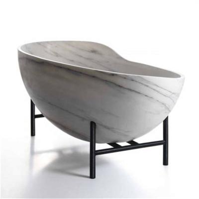 China Freestanding White Marble Bathtub Double Stone Bathtub Natural Stone Bathtub for sale