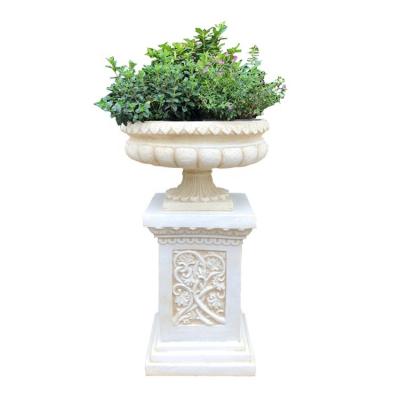 China Contemporary Large Resin Flower Pots Decorative Garden Stone Flower Pot for sale