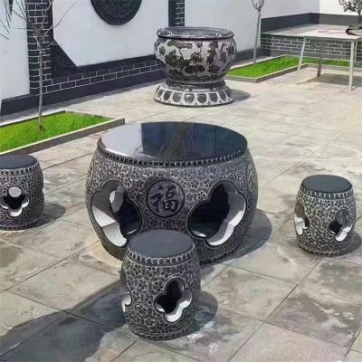 China Modern Natural Most Popular New Product Outdoor Marble Garden Tables And Chairs Carve for sale