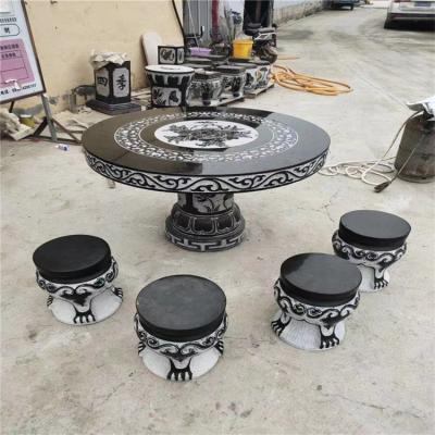 China Modern Outdoor Garden Leisure Furniture Granite Stone Marble Table And Chairs Sculpture for sale