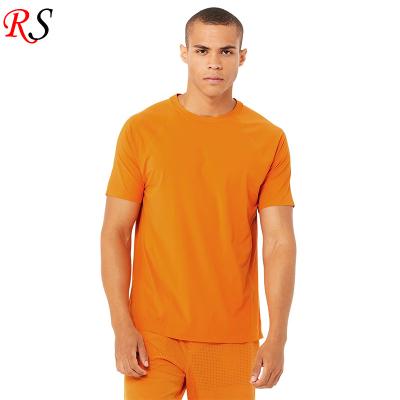 China wholesale custom hot sale Anti-wrinkle solid color slim fit men's T-shirt shorts sleeve orange orange for sale