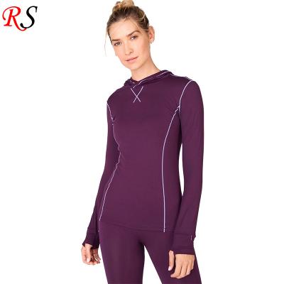 China Breathable Hot Selling Spandex Training Yoga Wear T-shirt Women Custom Active Slim Fit Sports Run Hoodies for sale