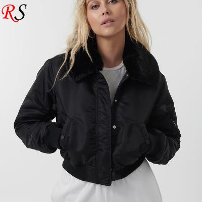 China New Design Winter Black Coat Wholesale Hot Sale Custom Women's Breathable Bomber Jacket for sale