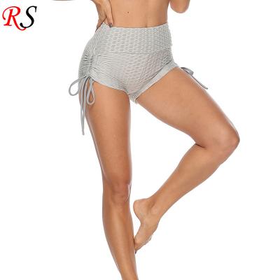 China Anti-Wrinkle New Design Women's Active Yoga Workout Biker Shorts Side Ruched Booty Lift Shorts for sale