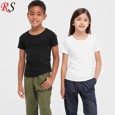 China Wholesale High Quality QUICK DRY short sleeve unisex slim fit plain kids scoop neck black t-shirt for sale