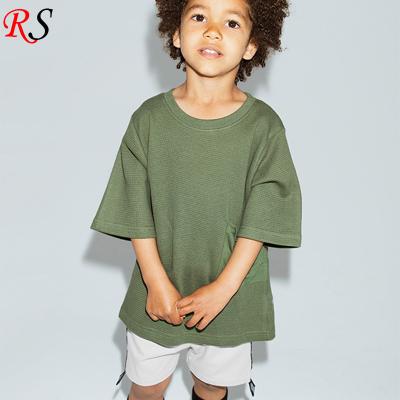 China New Design QUICK DRY Wholesale Hot Sale Custom Pocket Front Oversized Kid Boy Waffle T-shirt for sale