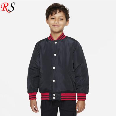 China Wholesale Customized Clothing Kids Parride Button Front Sportswear Winter Coat Boys Satin Bomber Jacket for sale