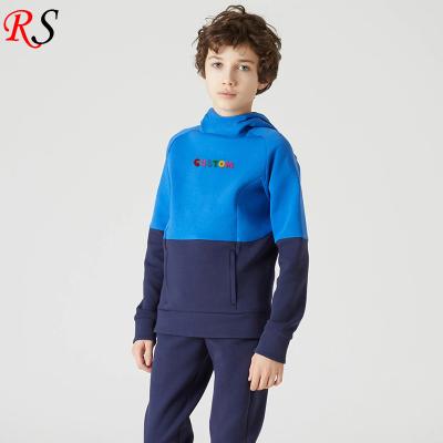 China Winter Regular Wholesale Warm Fleece Kids Sale Custom Logo Hooded Sweatshirt Boys Color Block Hoodie for sale