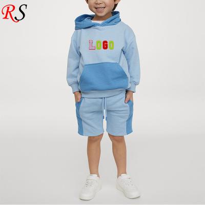 China Wholesale High Quality Breathable Kids Shorts And Hoodie Set Kids Baby Blue Tracksuit Sweat Suit for sale