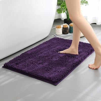 China Super Luxury Water Stripe Chenille Bath Mat Washable Non Slip Bath Mats For Tub Mat Shaggy Bathroom Rug Floor Mat for sale