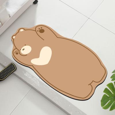 China Bathroom Soft Diatom Rubber Water Absorbing Mud Mat Washable Water Mat Cartoon Shaped Shaped Mat for sale