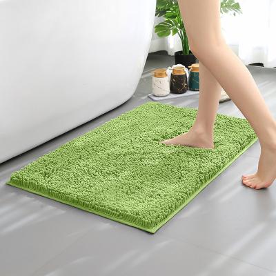 China Chinese Suppliers Mass Washable Stock Non Slip Solid Water Absorption Chenille Shaggy Rug Chenille Carpet Bath Mat Shower Mats for sale