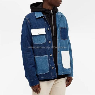 China OEM Breathable Custom Made 100% Cotton 4 Front Pockets Button Closure Denim Jean Jacket For Men for sale