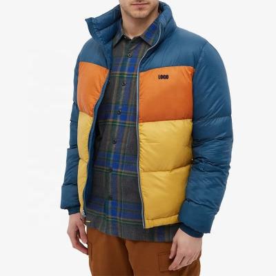 China OEM Waterproof Custom Windproof Nylon Zipper Color Block Down Stripper Jacket For Men for sale