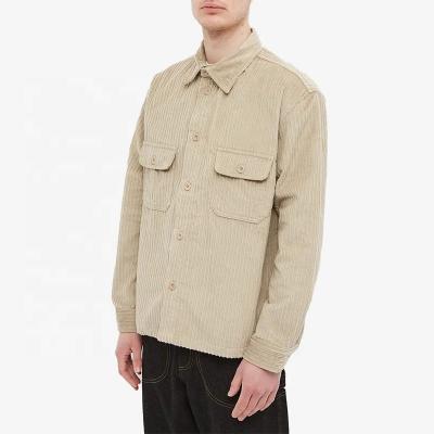 China OEM Breathable Custom 100% Cotton Square Collar Chest Pockets Button Vintage Rope Corduroy Jacket For Men for sale