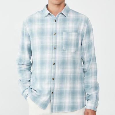 China OEM Factory Wholesale Cotton Long Sleeve Plaid Flannel Shirt Men 100% Long Sleeve Custom Shirt for sale