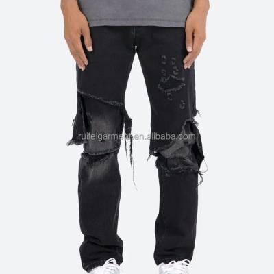 China OEM Fashion Breathable High Quality Cotton High Street Custom Logo Ripped Jeans For Men for sale