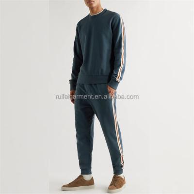 China OEM Custom 100% Cotton Breathable Organic Side Stripes Track Jogger Sweat Tracksuit For Men for sale