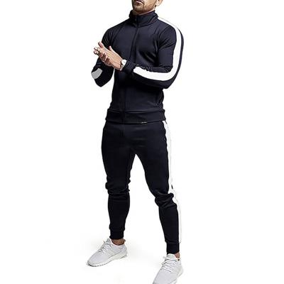 China OEM Breathable Custom Cotton Spring Zipper Slim Fit Side Striped Athletic Sports Tracksuit Set For Men for sale