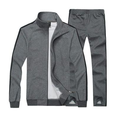 China 2 Piece 100% Cotton Breathable Full-Zip Custom Sports Jogger Set Plus Size Mens Tracksuit for sale