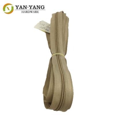 China Beige color NO. 5 Long Chain nylon zipper Metal Brass Nickle Teeth for sale