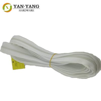 China White color NO. 5 Long Chain nylon zipper Metal Brass Nickle Teeth for sale