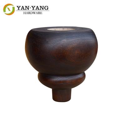 China Vintage Furniture Legs solid round shape dark Wood Sofa Feet for sale