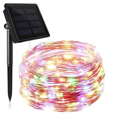 China Outdoor Waterproof Solar Powered Garden 9 Color LED String Light With Solar Panel for sale