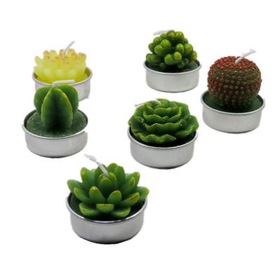 China Mini Art Cactus Tealight Candle Wholesale Decoration Flameless For Wedding for sale