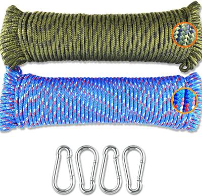 China Diamond Braided Polypropylene Rope durable with UV treatment and weather resistant, 2 packs 3/16 inch X 100ft multicolor for sale