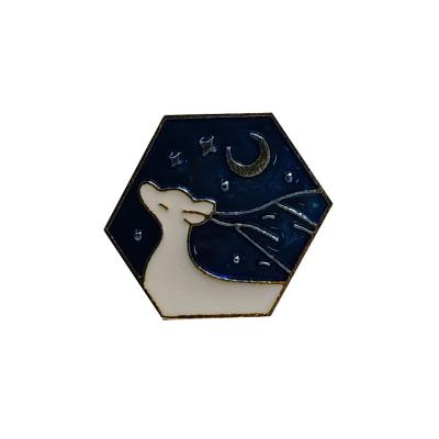 China World Creative Hexagon Enamel Brooch Metal Cartoon Fashion Figure Single Lapel Pin for sale