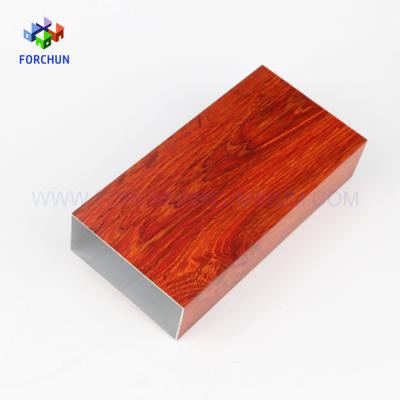 China Window Wood Grain Finished Aluminum Extrusion Profiles / 82X38 Square Tube Aluminum Tubes for sale